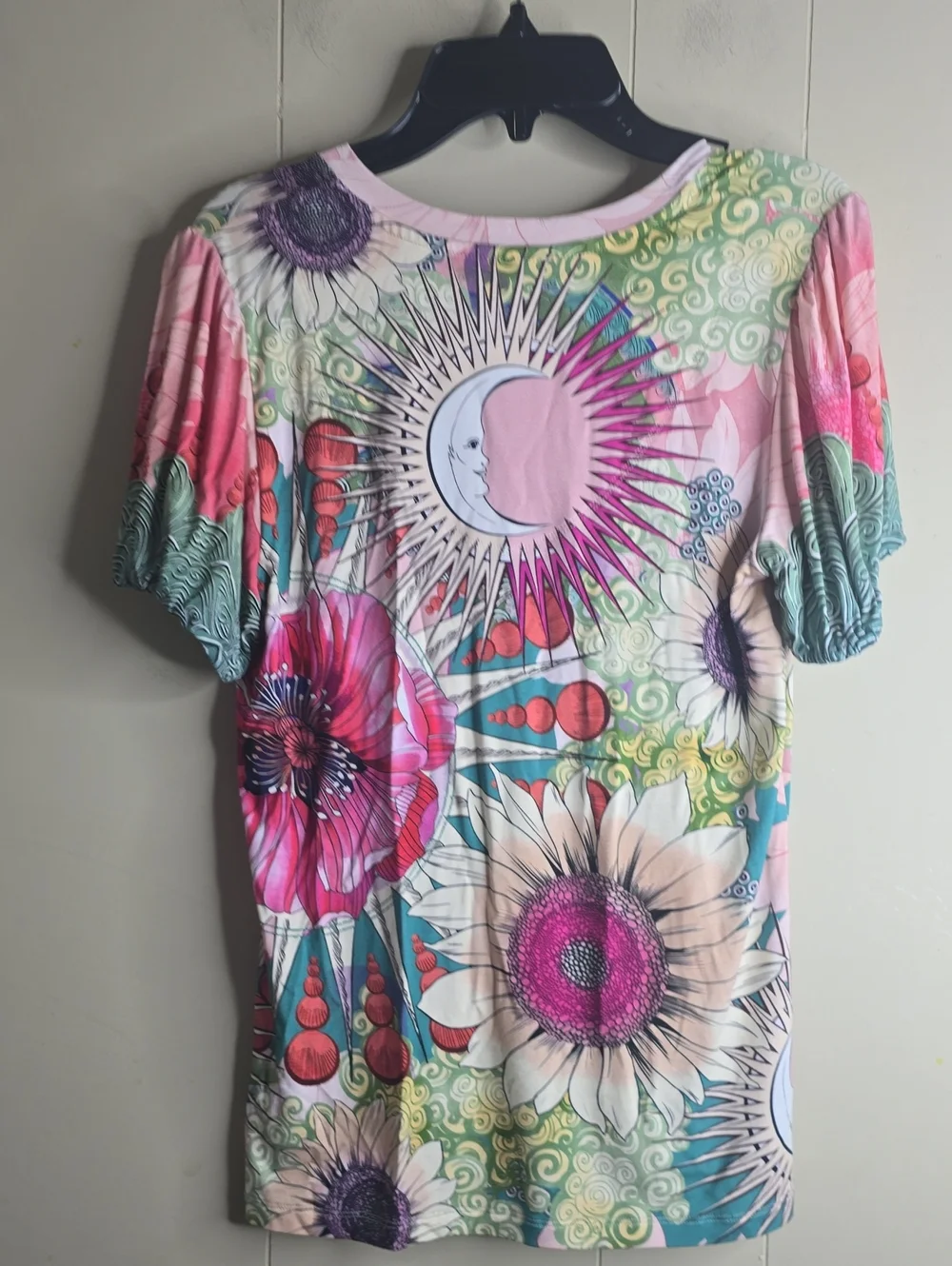 Johnny Was The Janie Favorite V-Neck Puff Sleeve Tee Size Small